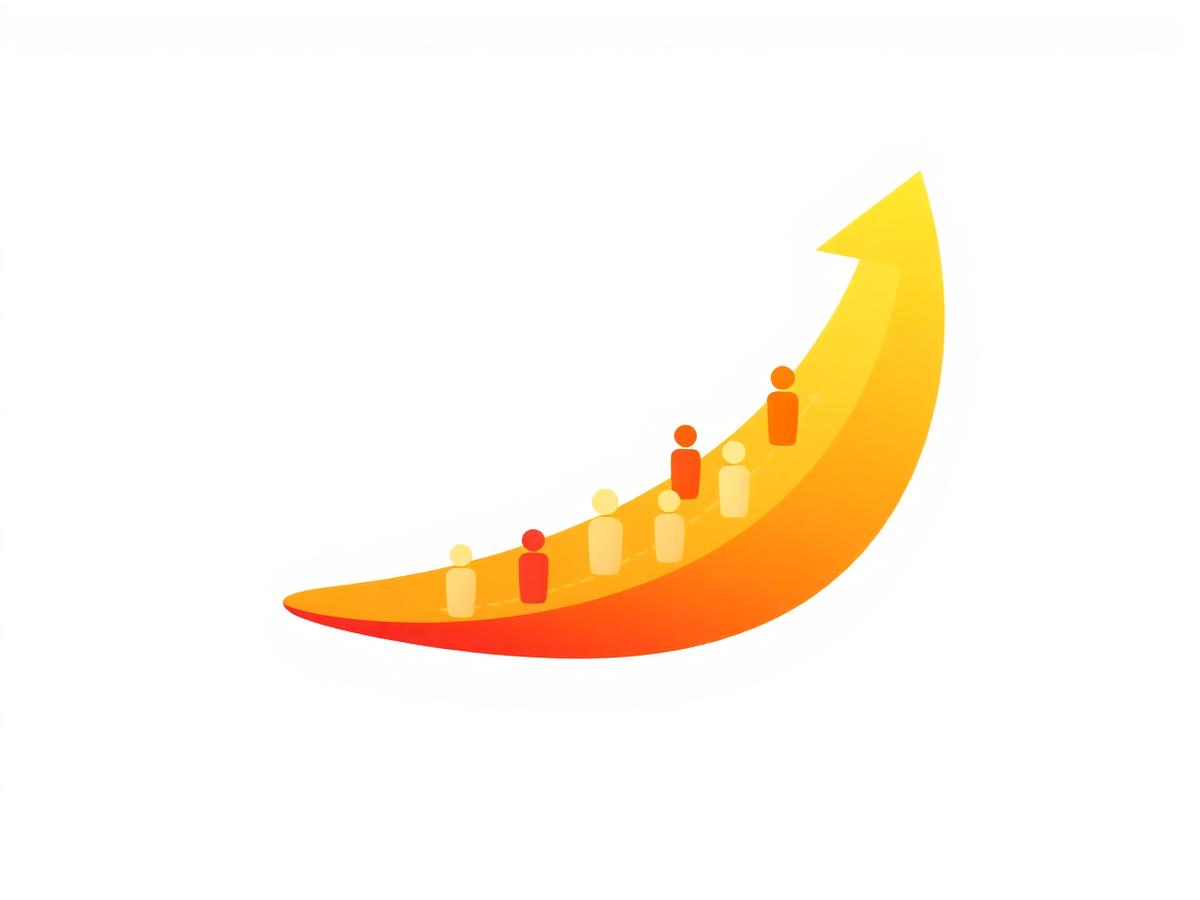 Illustration of a growth curve representing a lead generation funnel